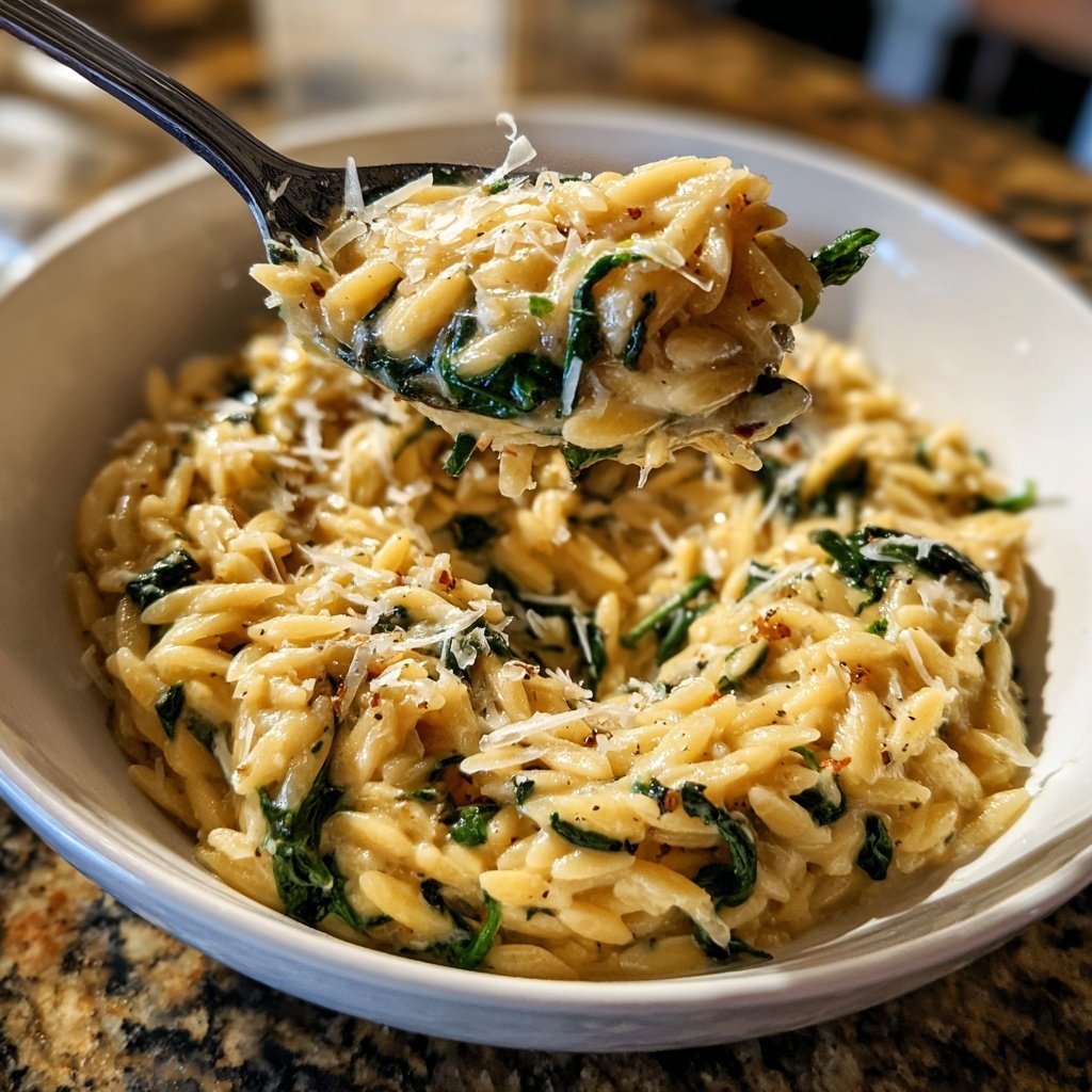 Creamy Spinach Parmesan Orzo