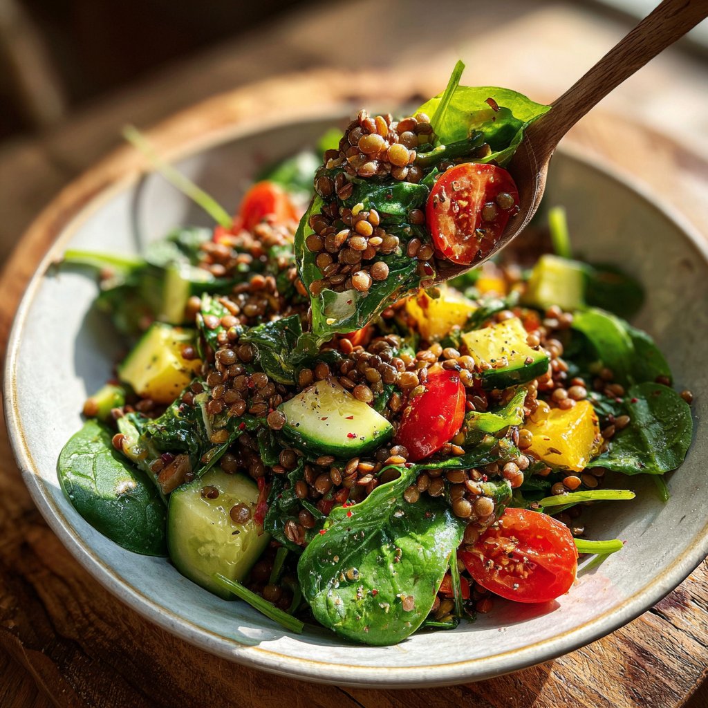 Healthy Lunch Lentil Salad with Lemon