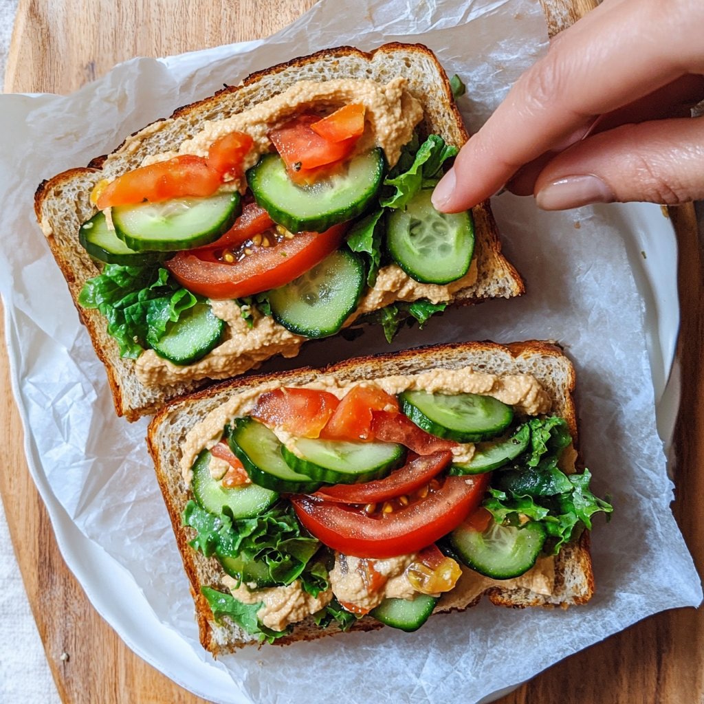 Healthy Lunch Hummus Veggie Sandwiches