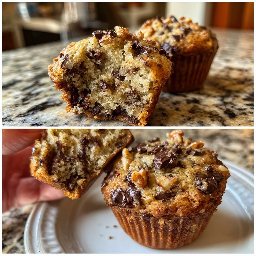 Chocolate Banana Walnut Muffins