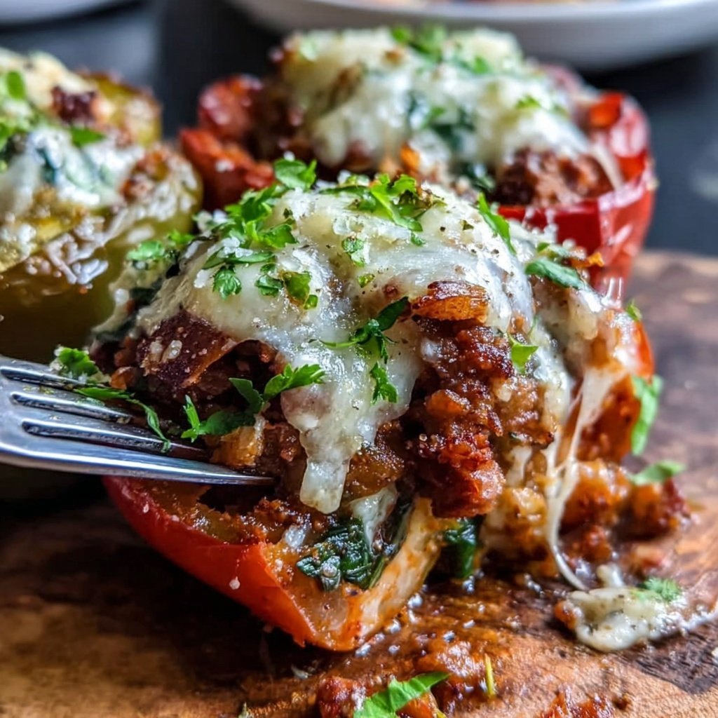 Hamburger Meat And Spinach Stuffed Peppers