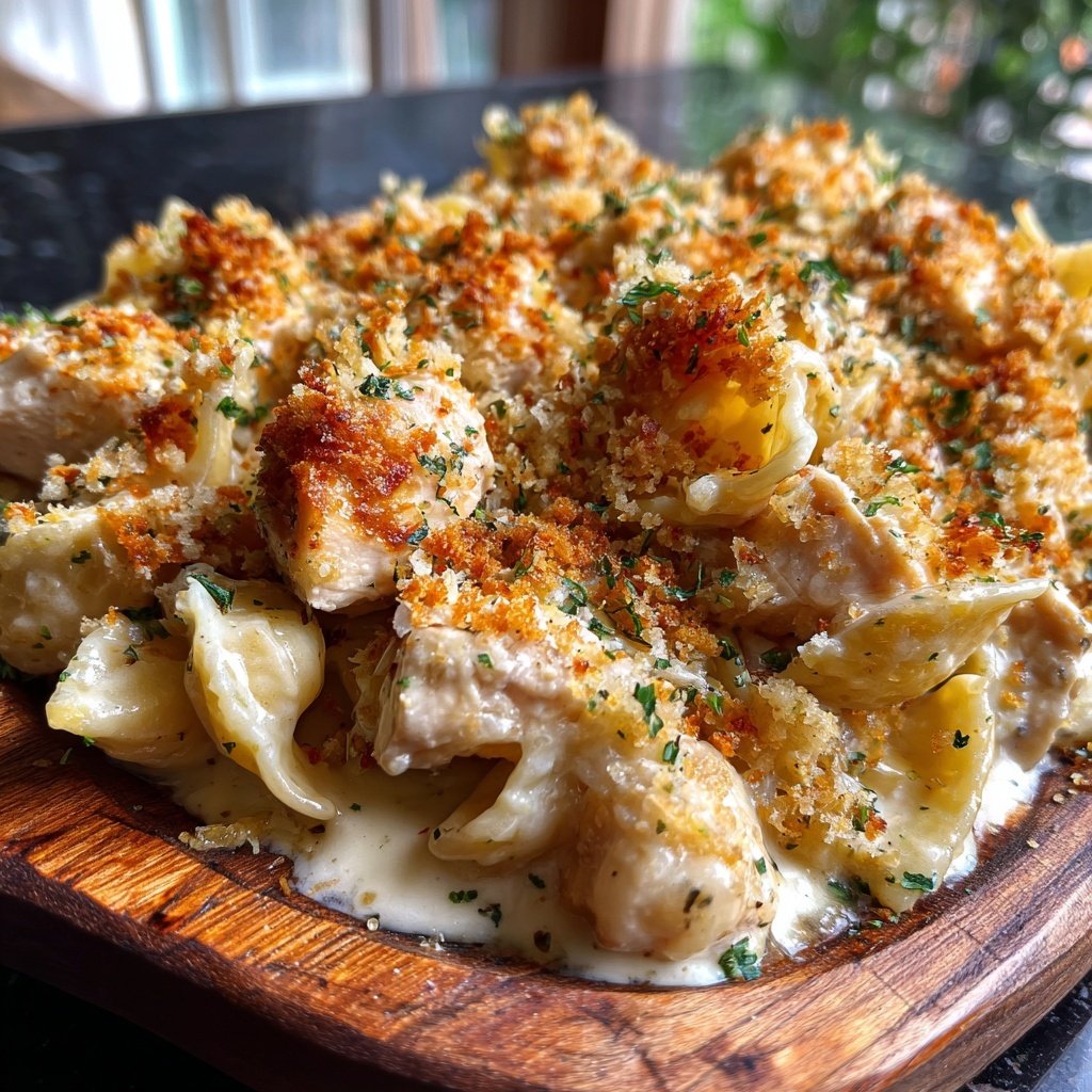 Creamy Garlic Chicken Pasta Bake