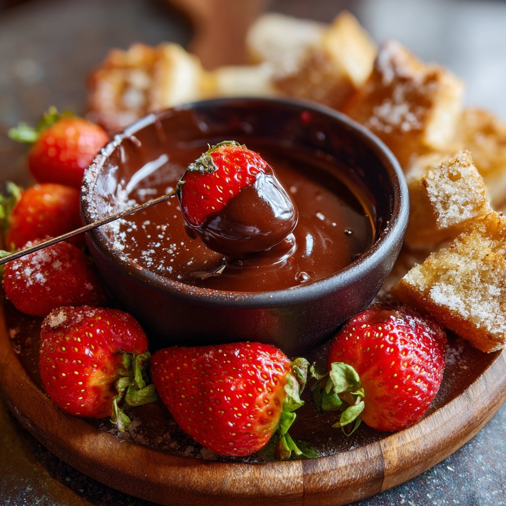 Fondue with Chocolate and Strawberries