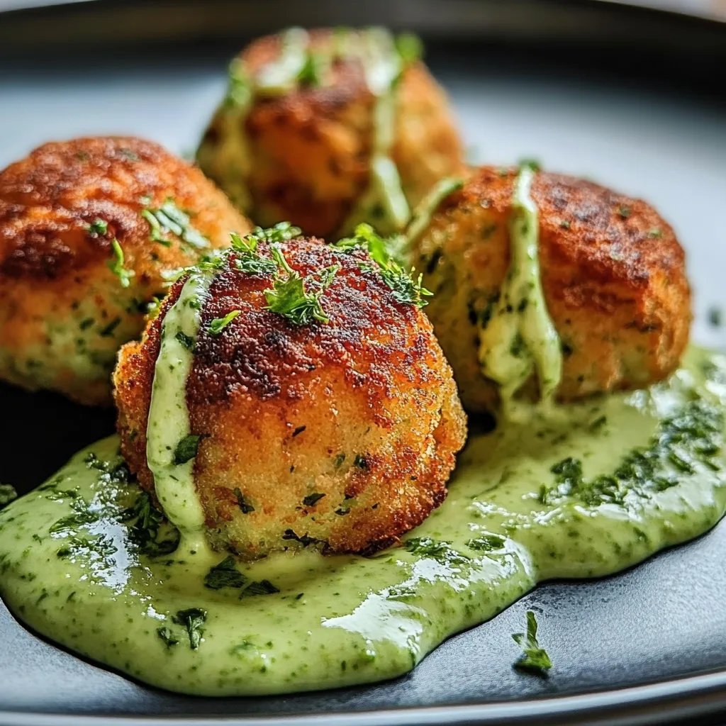 Salmon Balls with Creamy Avocado Sauce