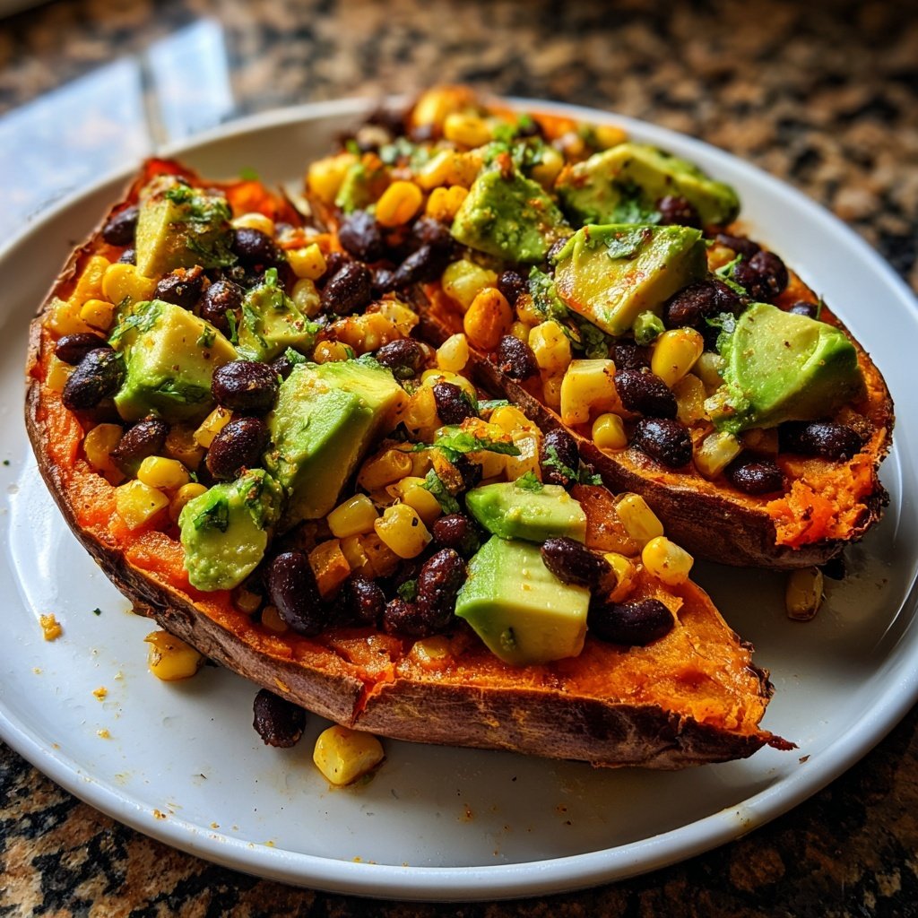Baked Sweet Potato Veggie Boats