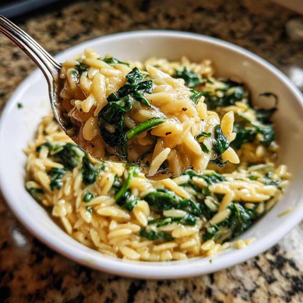 Creamy Spinach Garlic Orzo