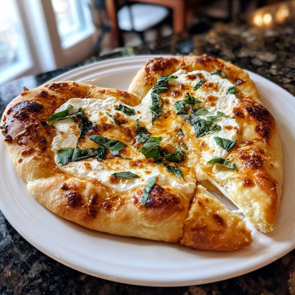 Heart-Shaped Flatbread with Burrata