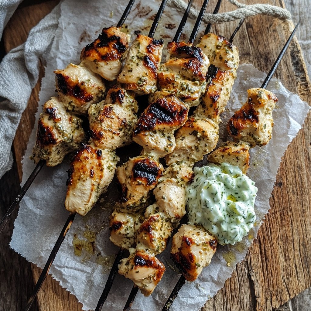 Greek Chicken Souvlaki with Tzatziki Sauce