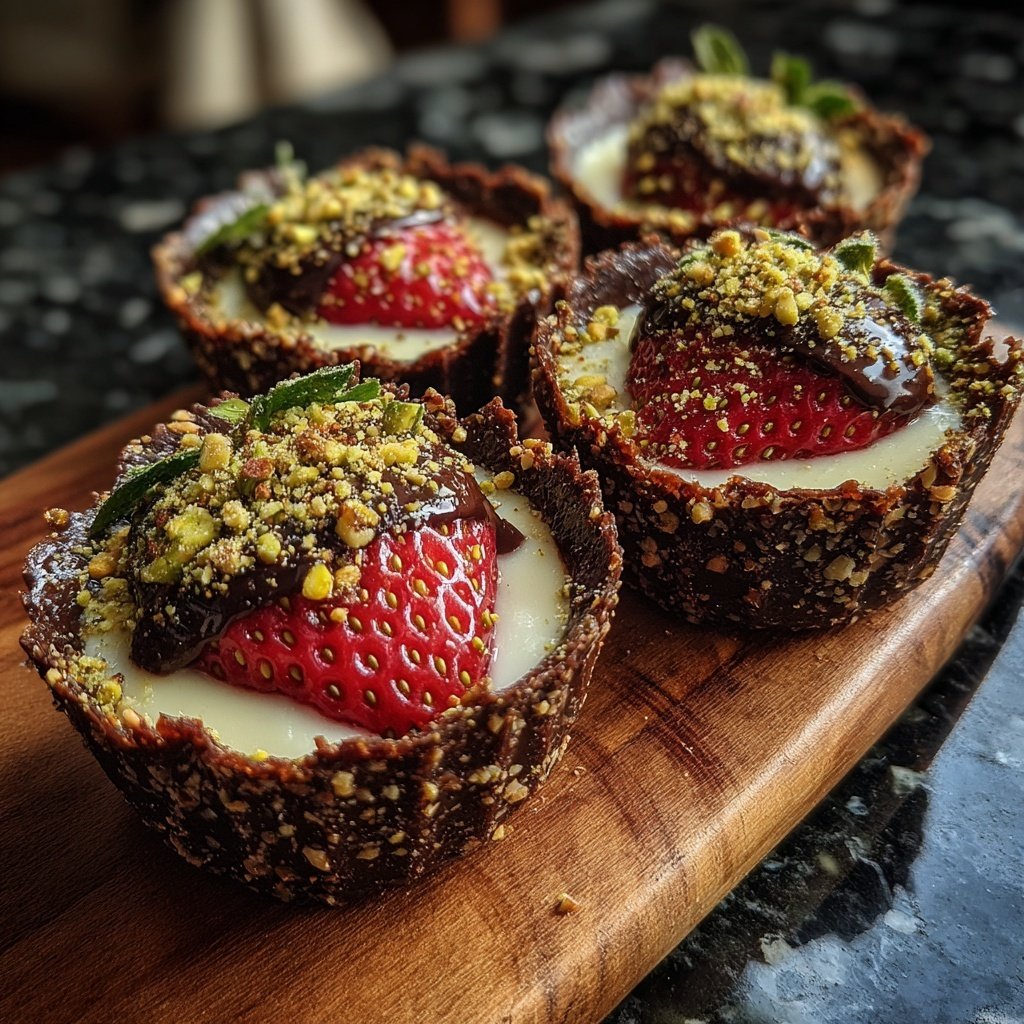 Dubai Chocolate Strawberry Cups With Pistachio